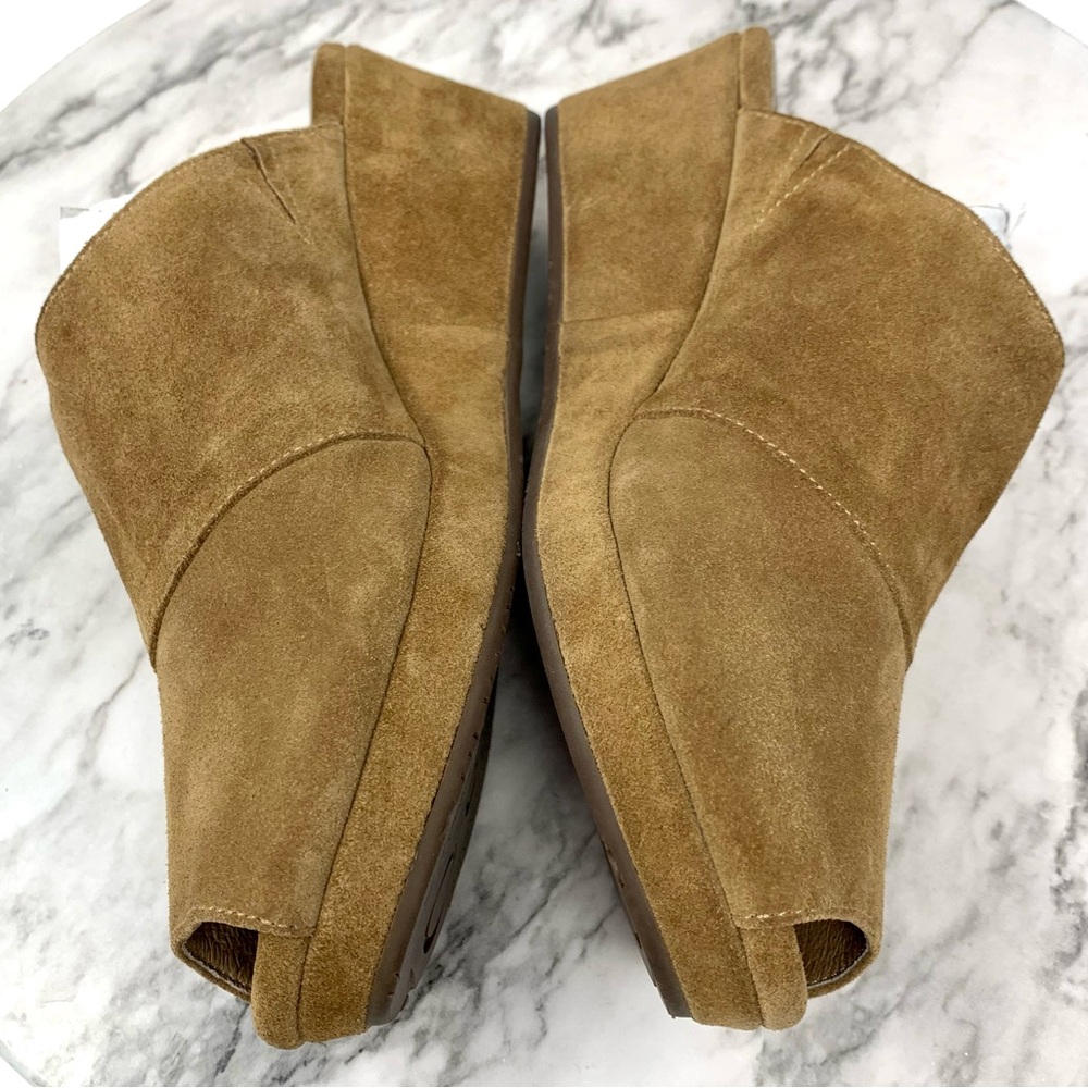 Chocolat Blu Yoana Brown Suede Peep Toe Wedge Mules 7 Bohemian Lagenlook Classic - Picture 7 of 16
